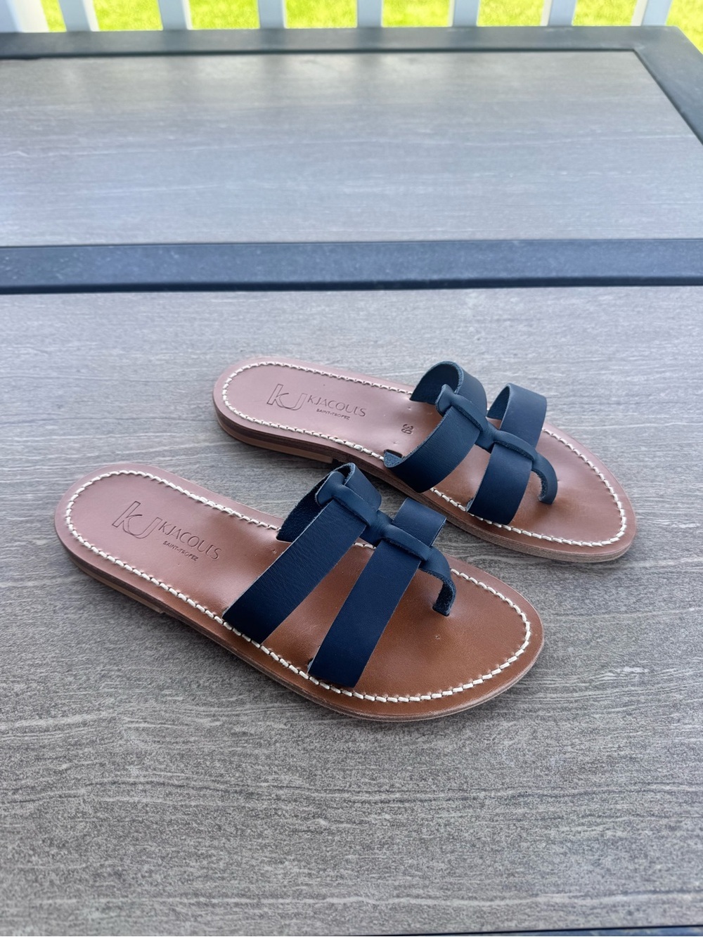 K Jacques Saint Tropez Leather Toe Ring Sandals EU 39 Made in France